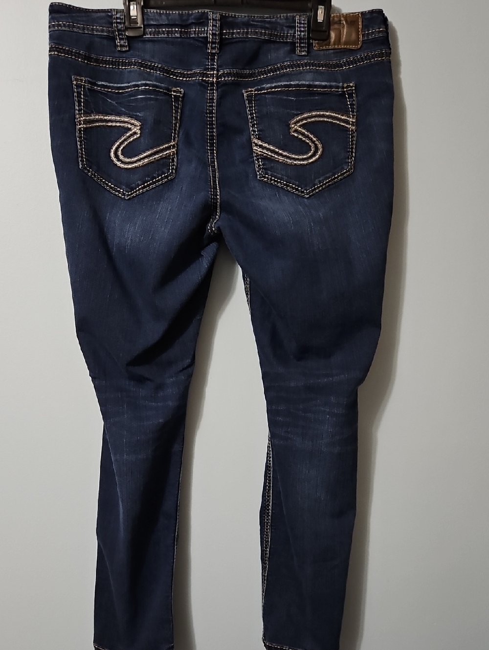 Silver Jeans Dark Blue Skinny Super Stretch Jeans with Faded Detail Size 20 - Picture 3 of 14